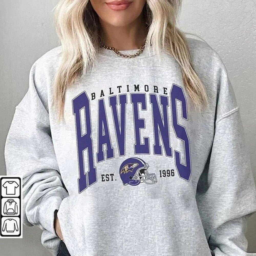 Baltimore Football Sweatshirt Retro Nfl Ravens Crewneck Football Fan Gift Top